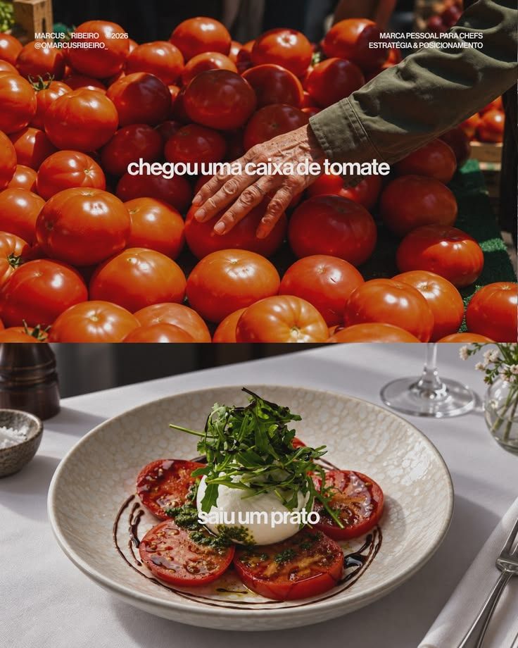 Ingredient to plate, told in two frames